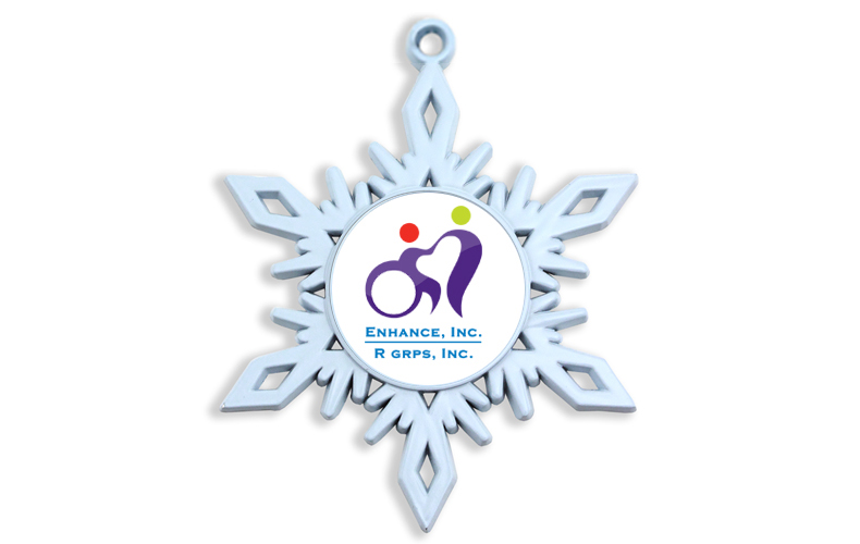 Die Cast Holiday Ornament - Snowflake Shaped, White Finish Die Cast Holiday Ornament - Snowflake Shaped, White Finish